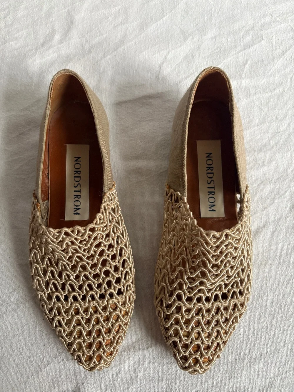 Nordstrom Natural Beige Woven Mule Flats - Picture 3 of 12
